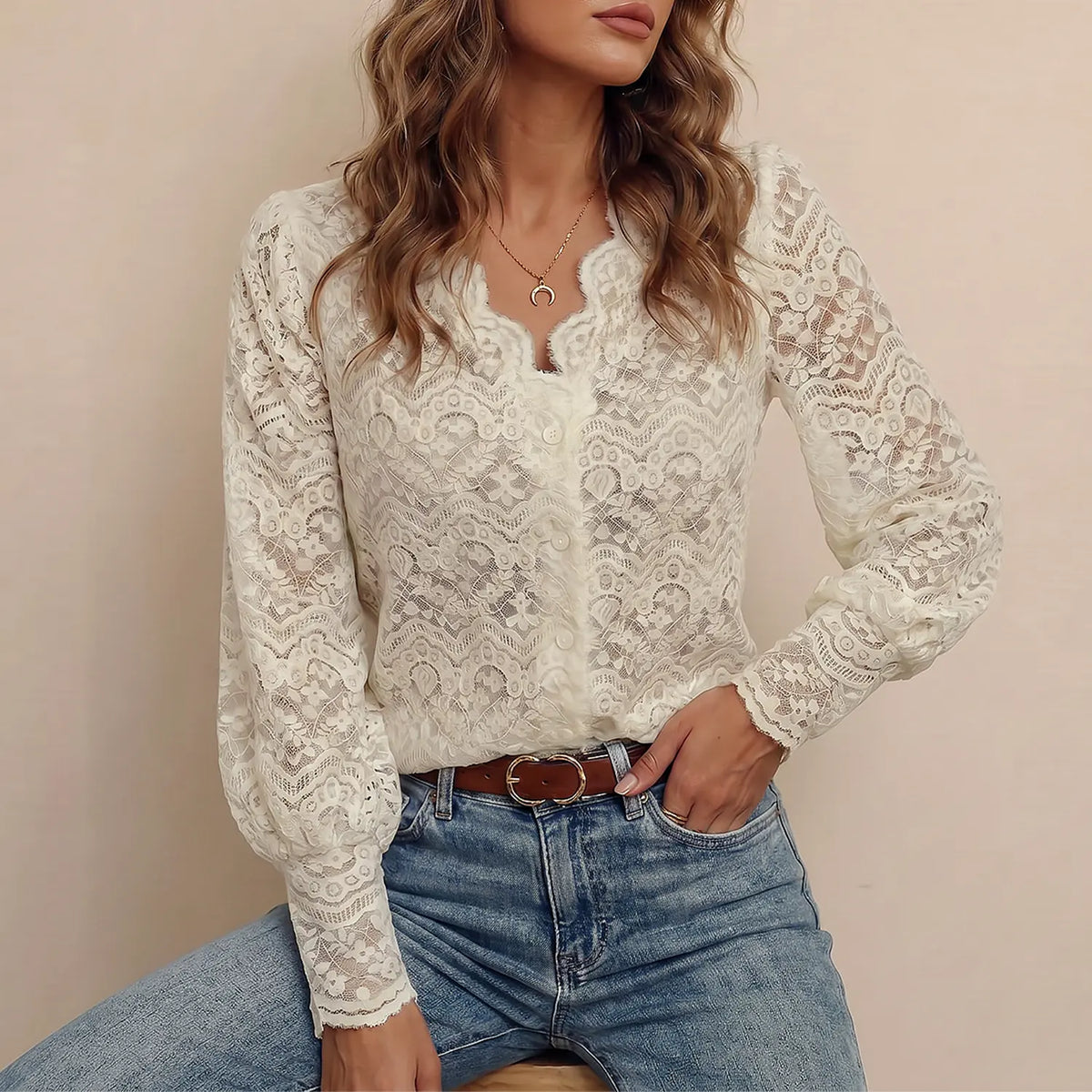 Elevate Your Style with the Chicovar Women's Elegant Floral Lace Blouse – Perfect for Every Occasion!