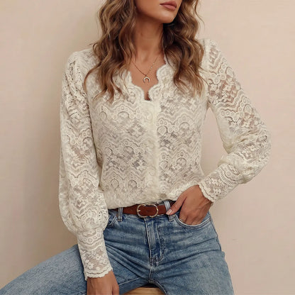 Elevate Your Style with the Chicovar Women's Elegant Floral Lace Blouse – Perfect for Every Occasion!