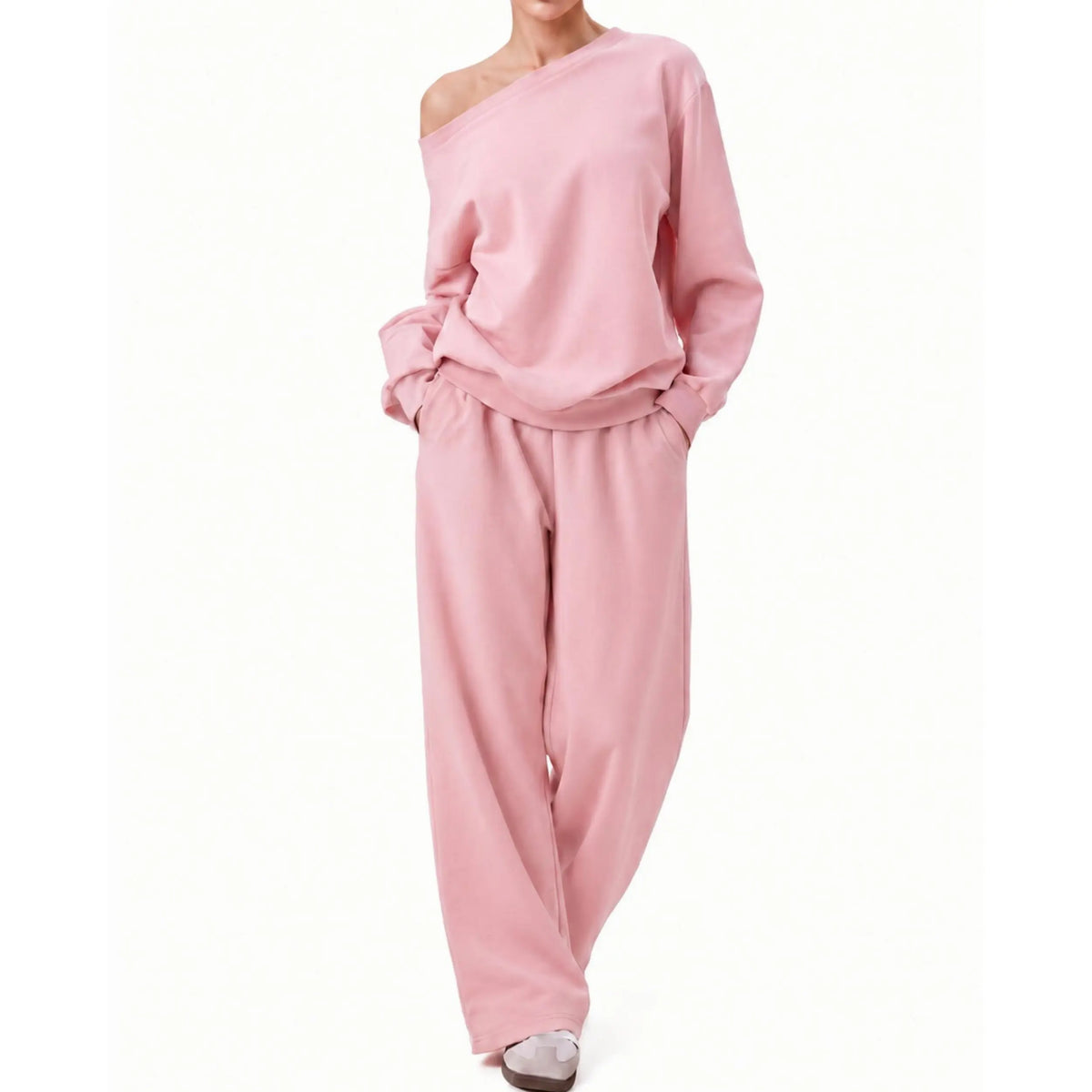 Elevate Your Wardrobe with the 2026 Autumn Women's Minimalist Sloping Shoulder Long Sleeve Top and Wide Leg Trousers Co-Ord Set – The Perfect Casual Silky Outfit!