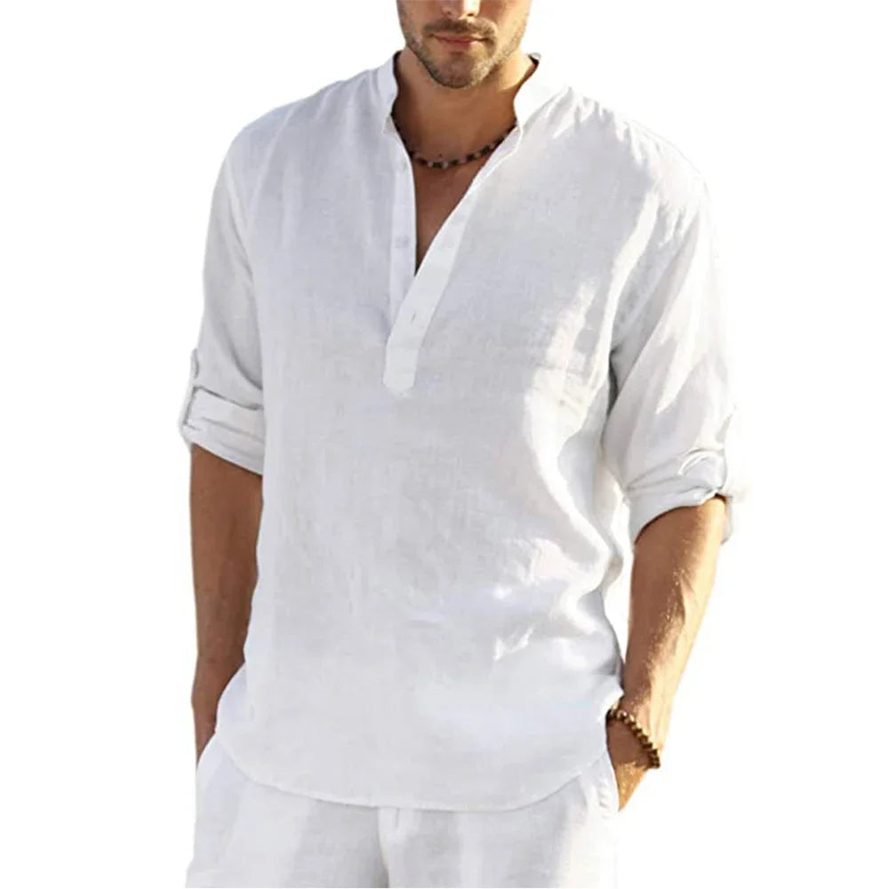 Stylish Men’s Long-Sleeved Casual Beach Shirt - Perfect for Every Season!