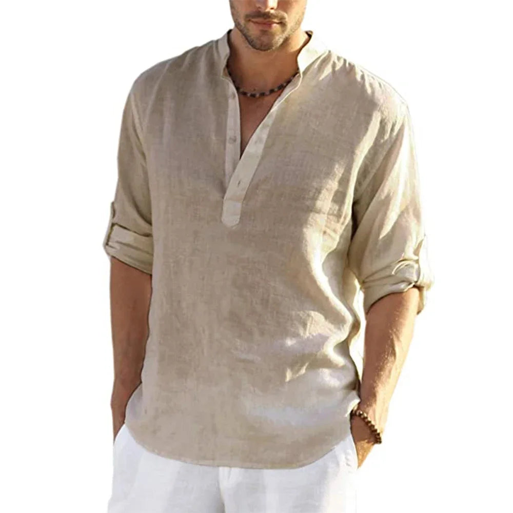 Stylish Men’s Long-Sleeved Casual Beach Shirt - Perfect for Every Season!