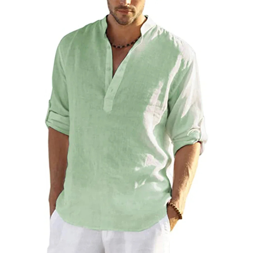 Stylish Men’s Long-Sleeved Casual Beach Shirt - Perfect for Every Season!