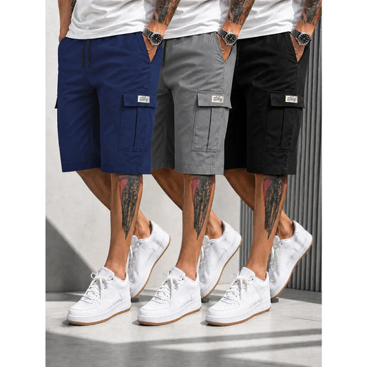 Men's Lightweight Breathable Casual Shorts Set - Fitted Drawstring Shorts with Multipockets for Ultimate Summer Style and Versatility