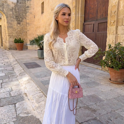 Elevate Your Style with the Chicovar Women's Elegant Floral Lace Blouse – Perfect for Every Occasion!