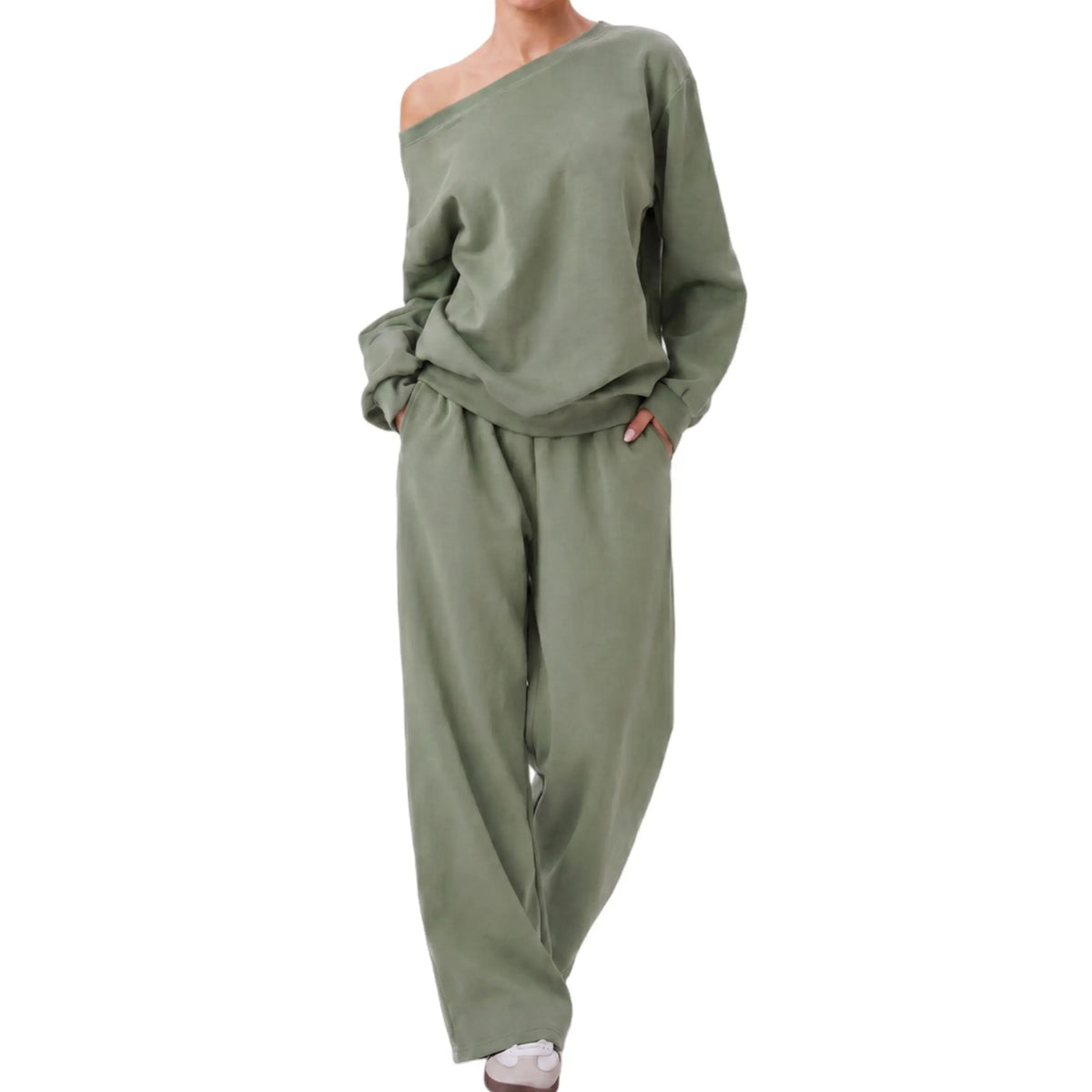 Elevate Your Wardrobe with the 2026 Autumn Women's Minimalist Sloping Shoulder Long Sleeve Top and Wide Leg Trousers Co-Ord Set – The Perfect Casual Silky Outfit!
